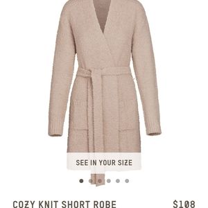 SKIMS Cozy Collection Short Robe in Stone L/XL